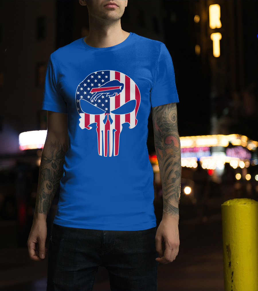 Buffalo Bills American Flag Skull T-Shirt