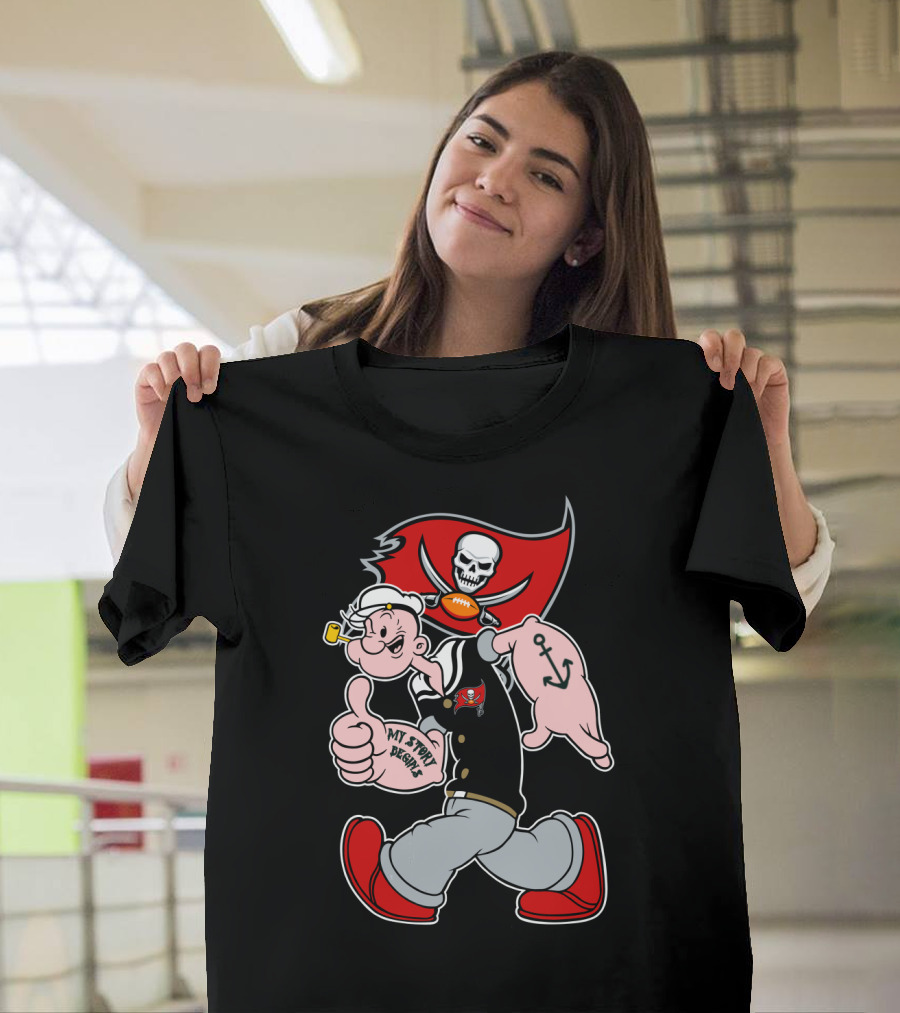 Buccaneers Pirate Popeye My Spicy Delight Skull Flag Football Anchor T-Shirt