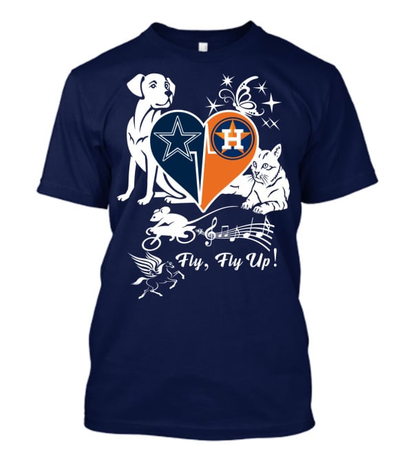 Cowboys Astros Heart Fly Fly Up Music Stars Butterfly Pegasus Dog Cat Mouse T-Shirt