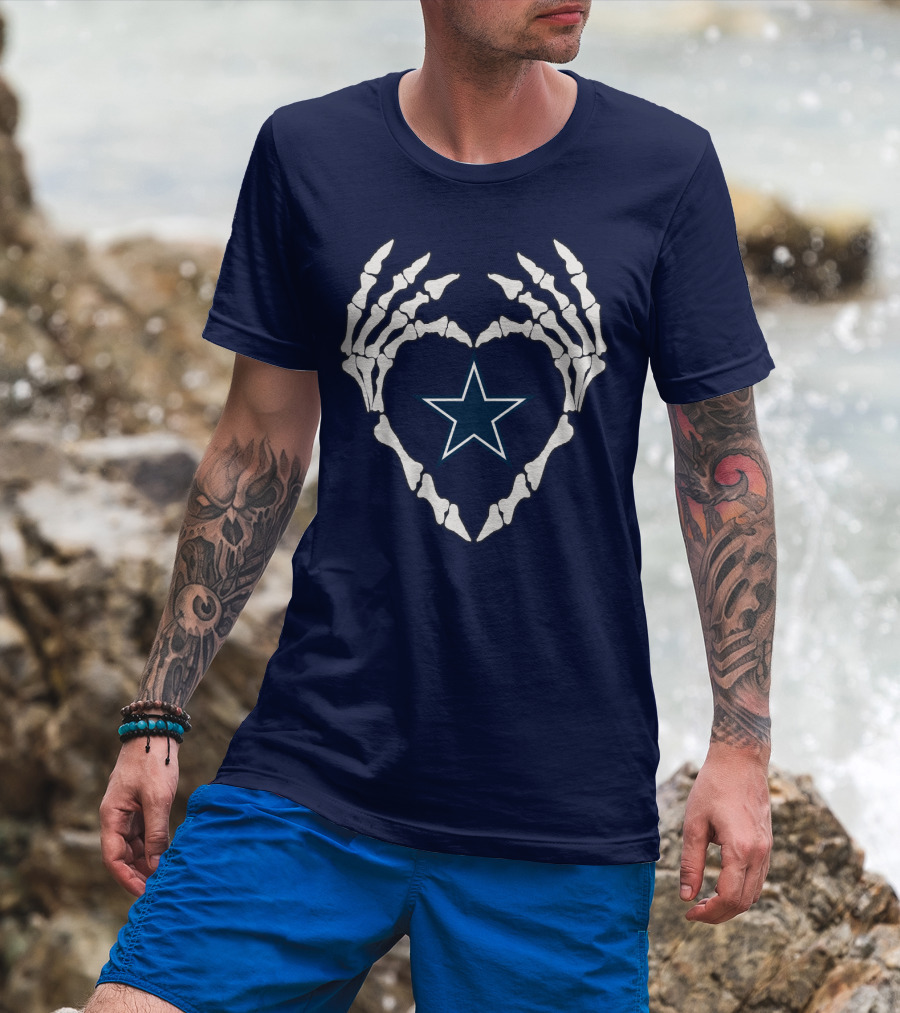 Cowboys Skeleton Hands Heart Star T-Shirt