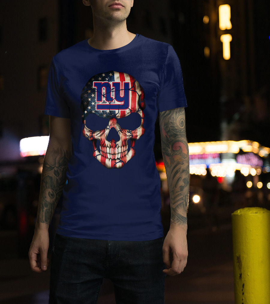 Ny Giants American Flag Skull T-Shirt
