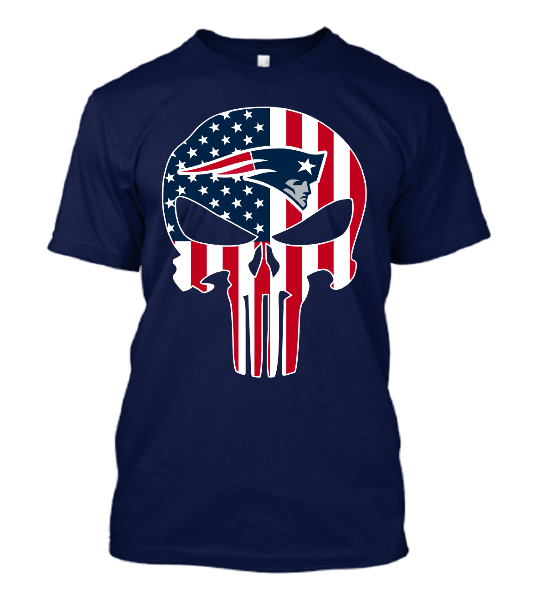 New England Patriots American Flag Skull T-Shirt