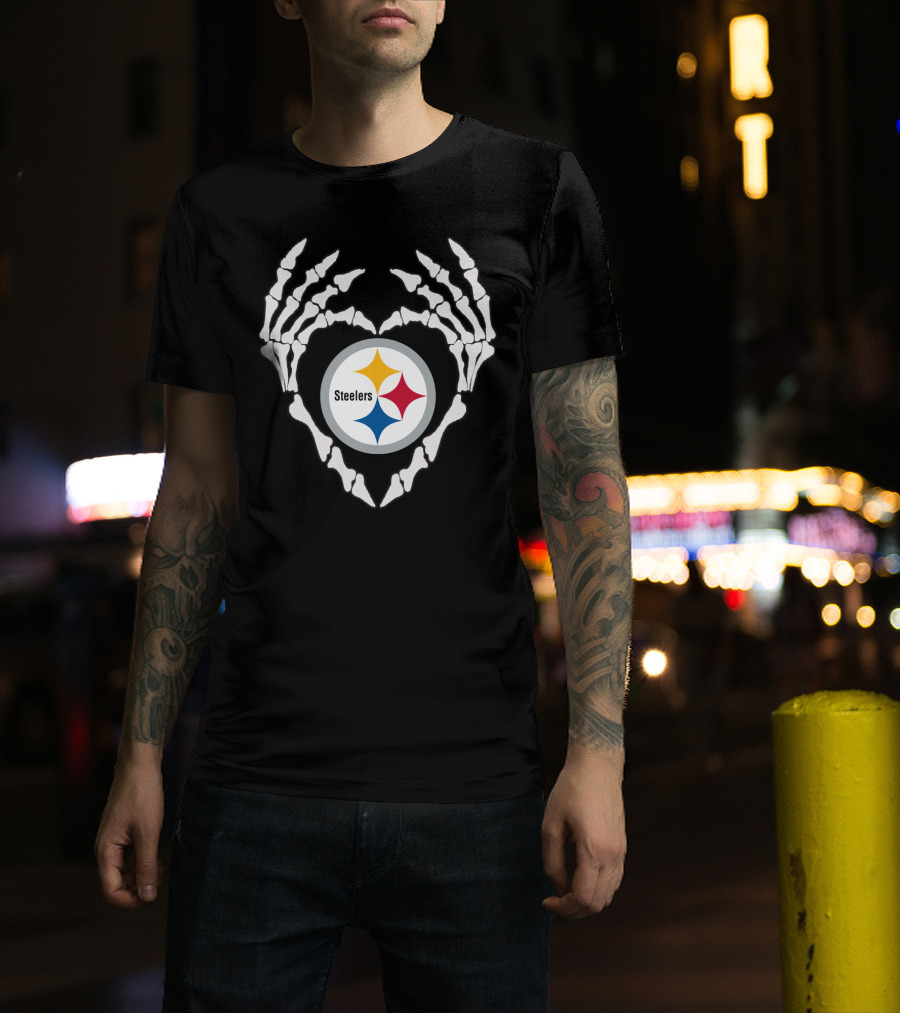 Steelers Skeleton Heart T-Shirt