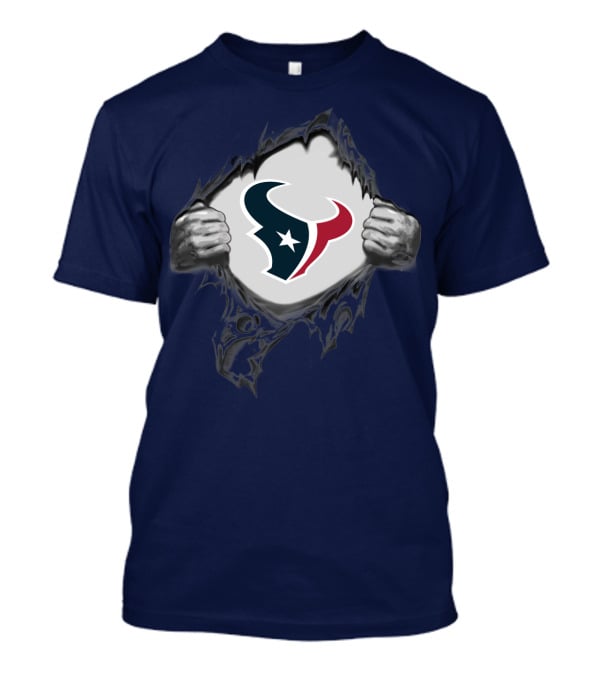 Texans Strong Bull Logo Rip Patriots T-Shirt