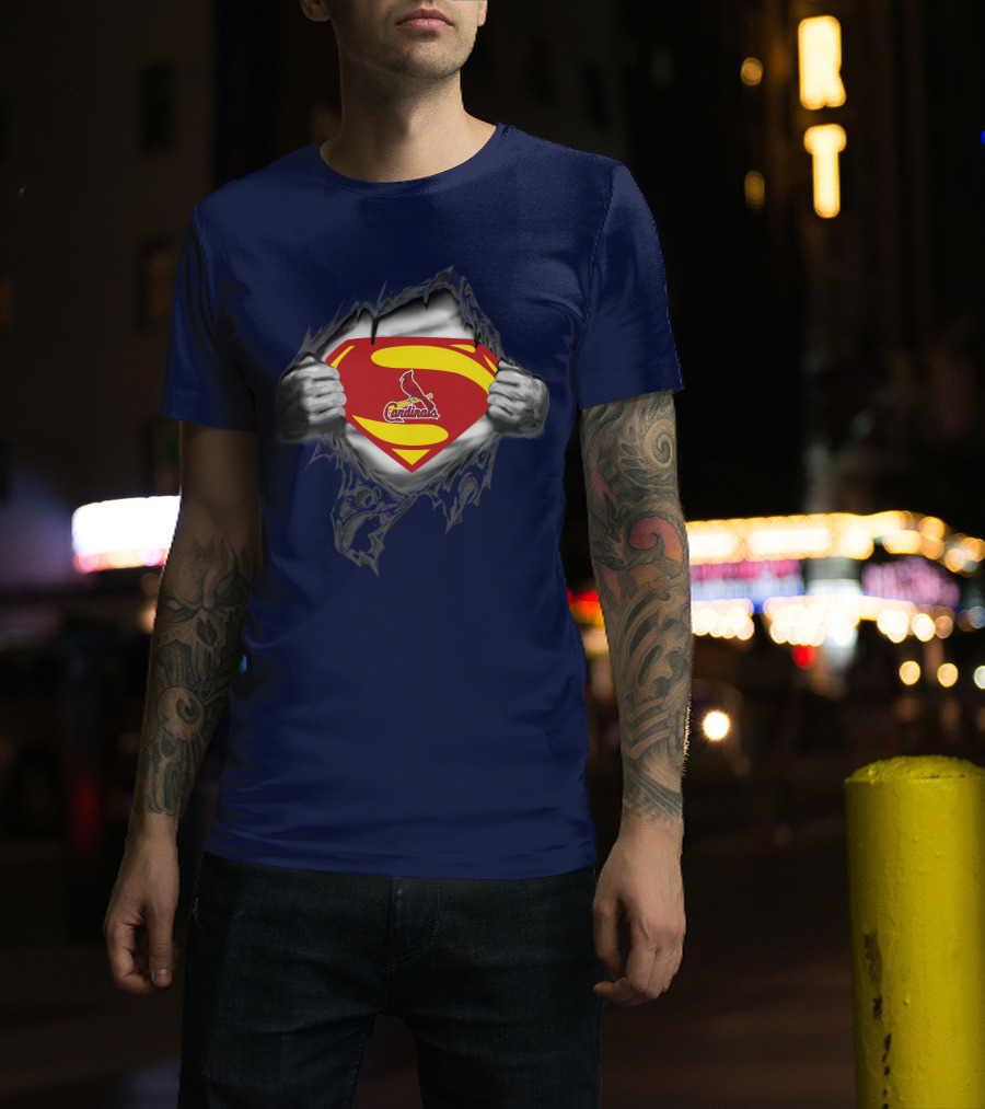 Superman St. Louis Cardinals Fan Emblem Tear T-Shirt