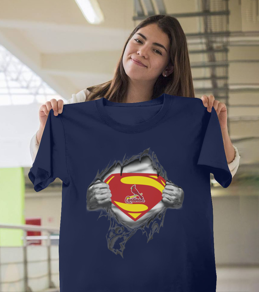Superman St. Louis Cardinals Fan Emblem Tear T-Shirt
