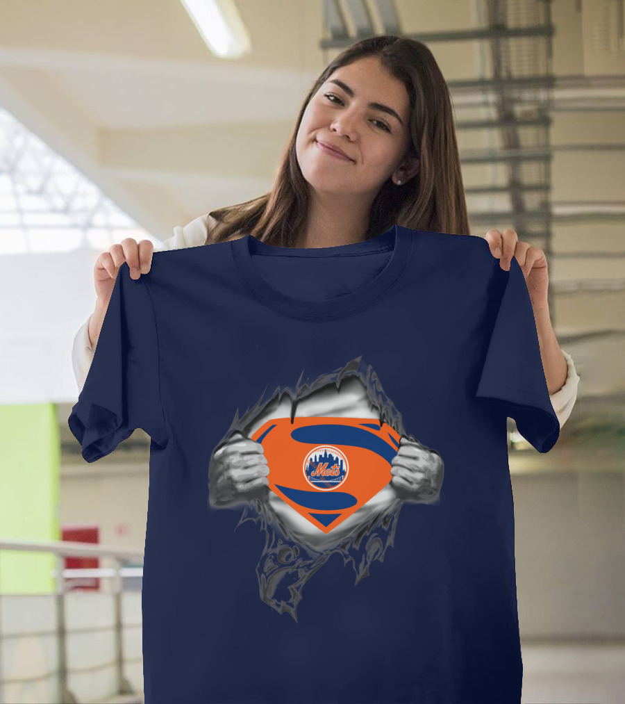 Superman Shield Style New York Mets T-Shirt
