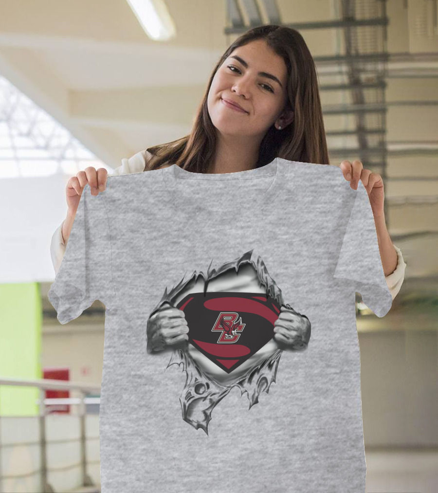Bc Superhero Emblem Unveiling Boston College Eagles T-Shirt