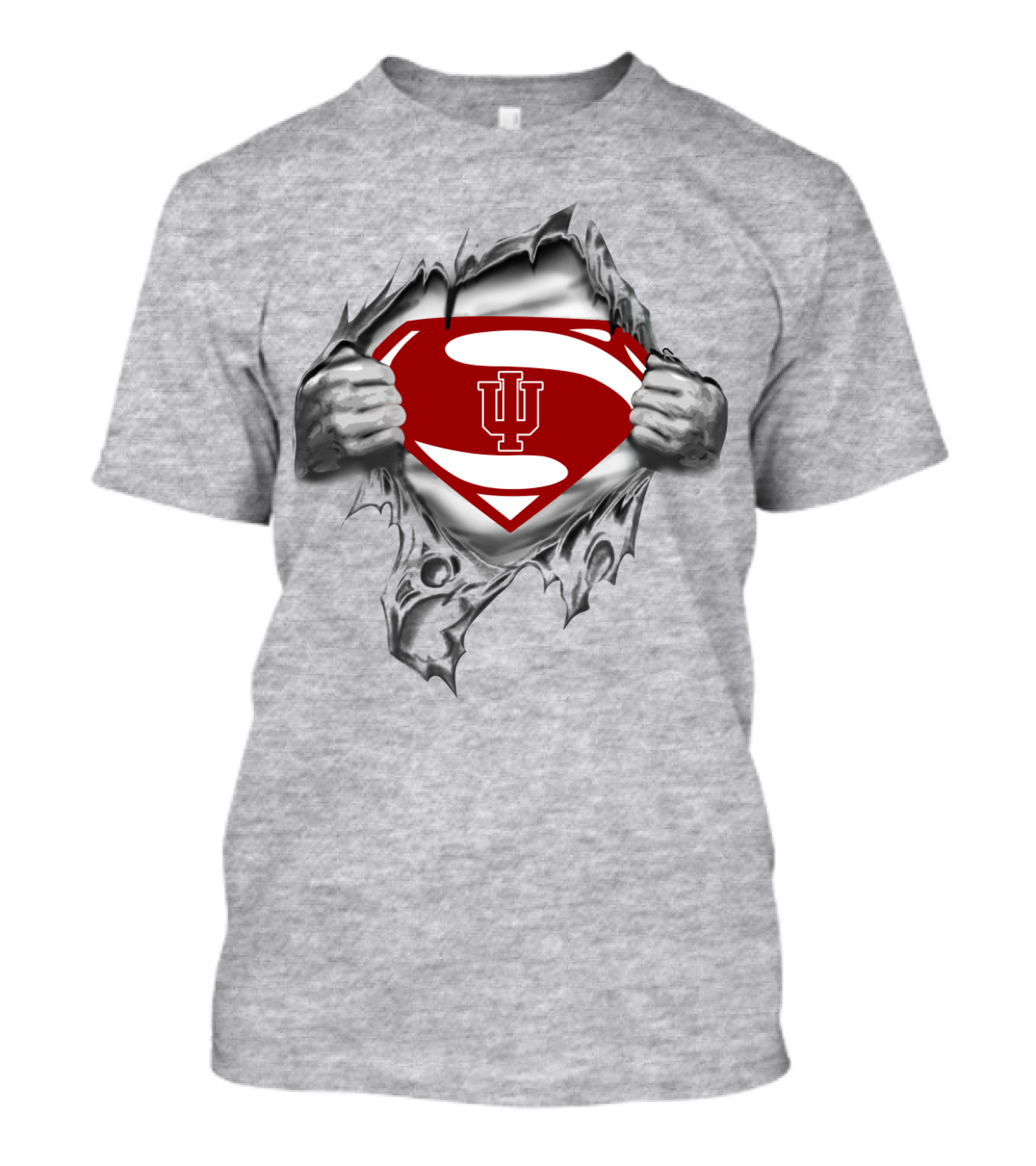 Indiana Hoosiers Logo Inside Superman Shield Torn T-Shirt
