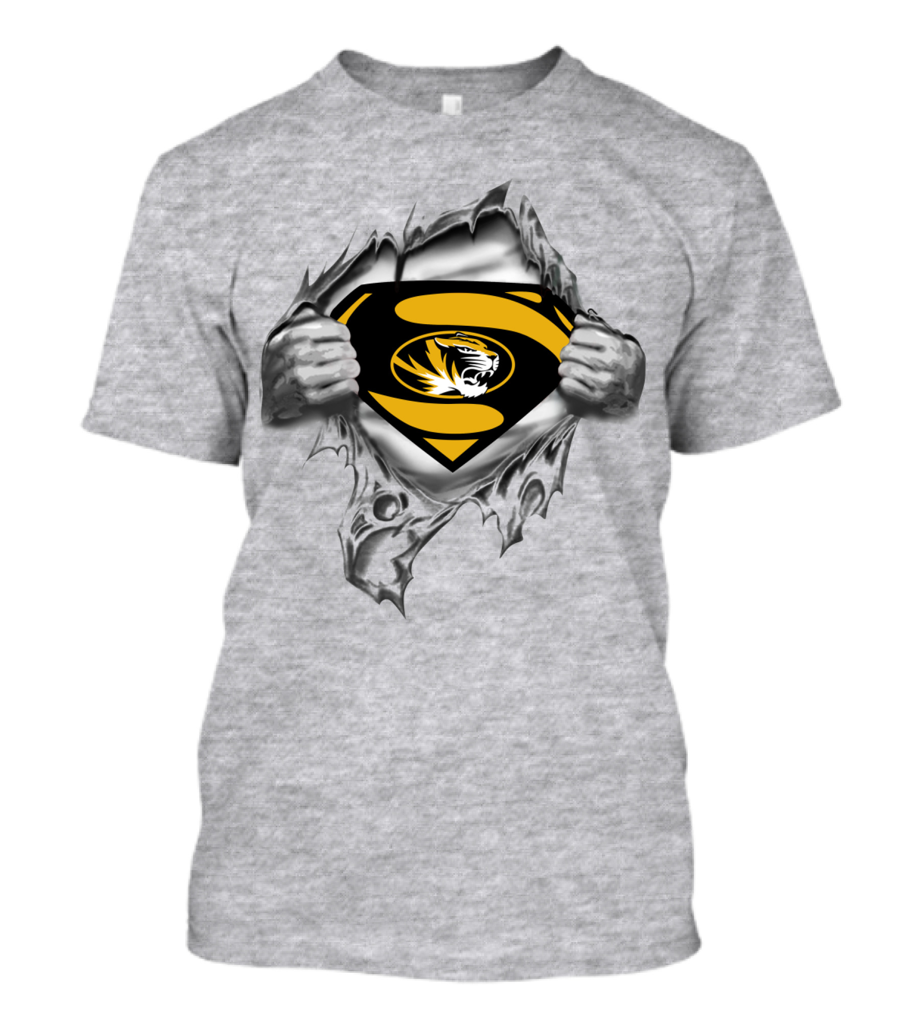 Superman Missouri Tigers Logo Rip T-Shirt