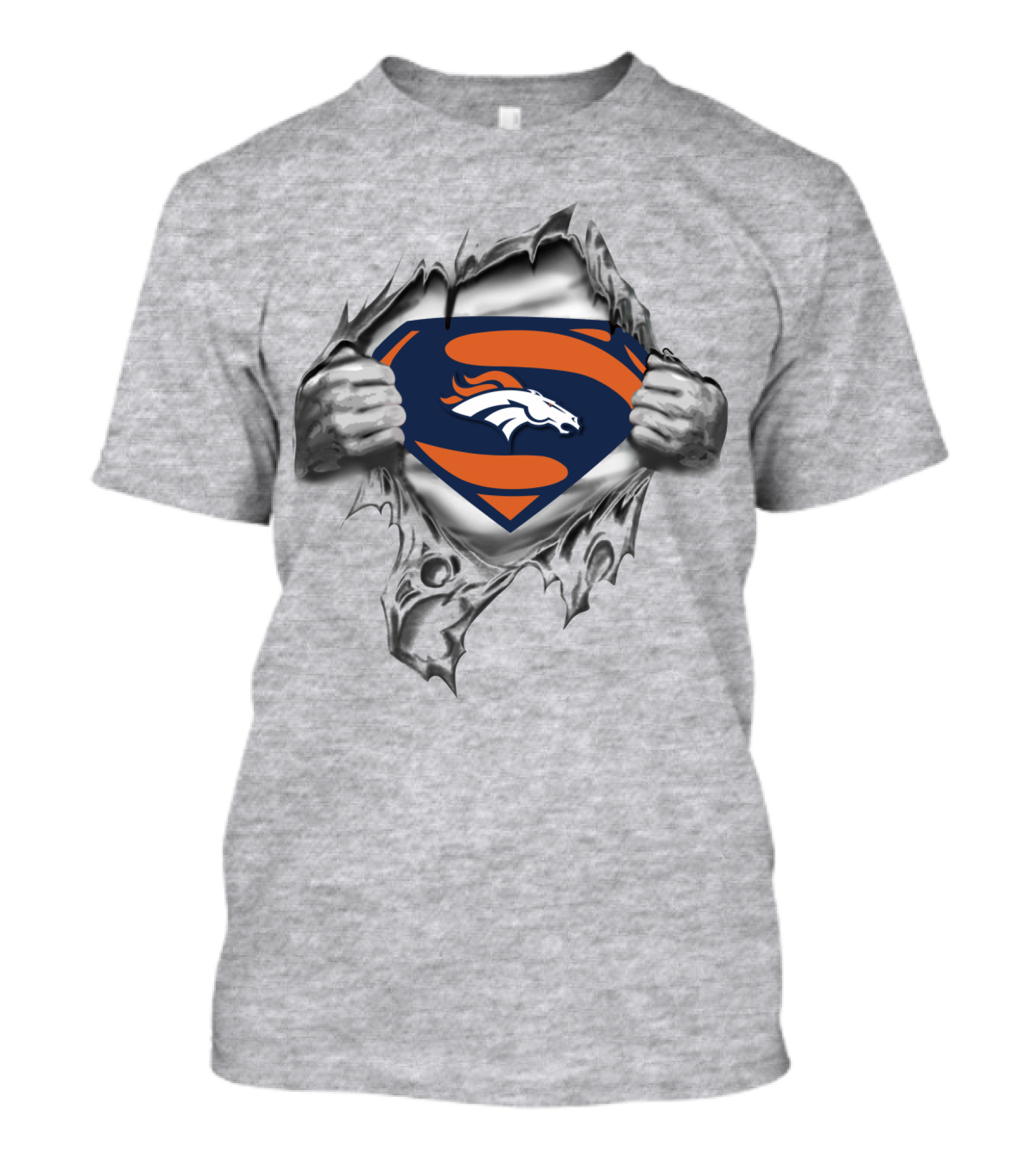 Denver Broncos Superman Emblem Logo Fusion T-Shirt