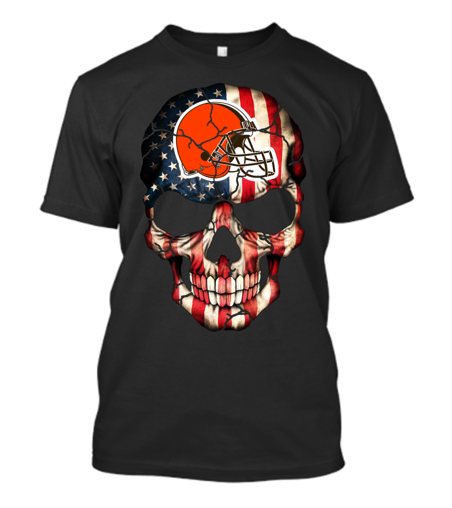 Cleveland Browns American Flag Skull T-Shirt