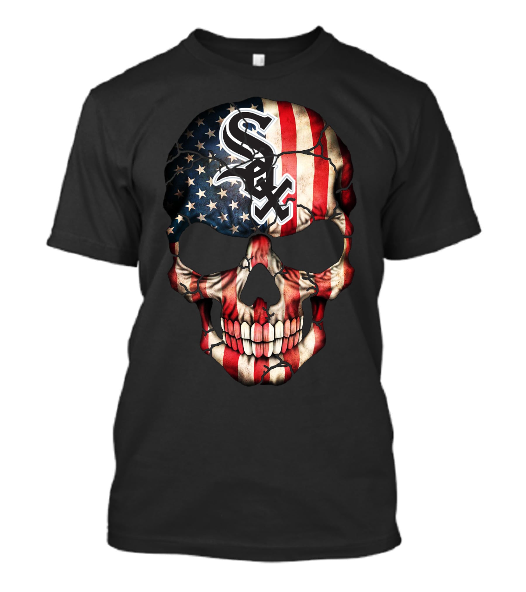 Chicago White Sox American Flag Skull T-Shirt