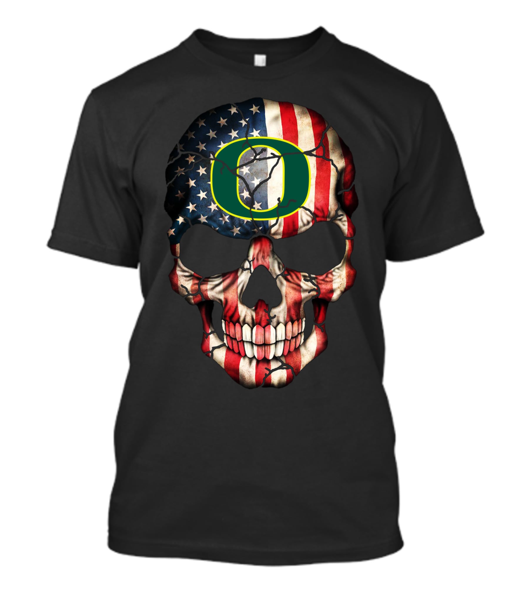 Oregon Ducks American Flag Skull T-Shirt