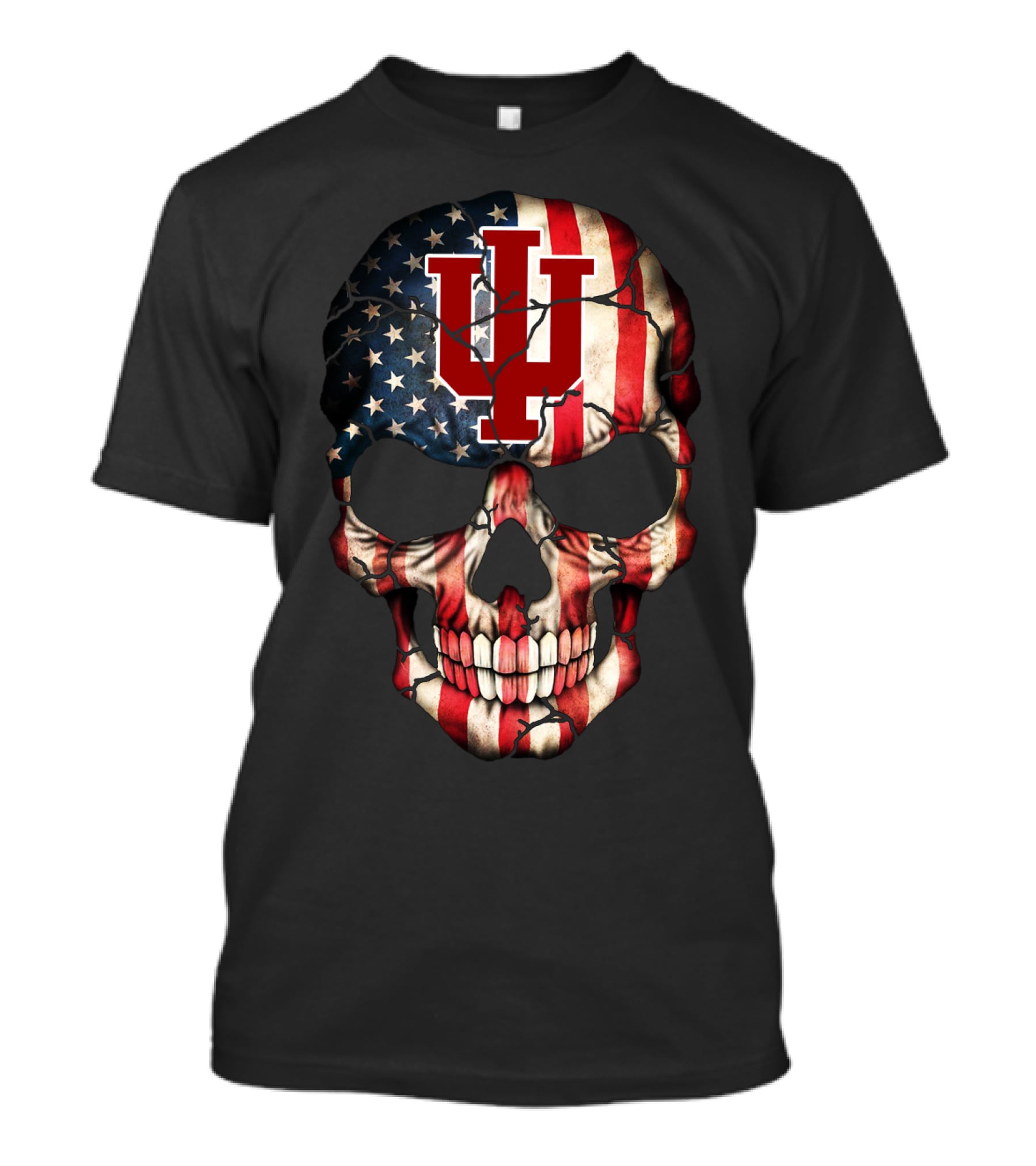 Indiana Hoosiers American Flag Skull T-Shirt