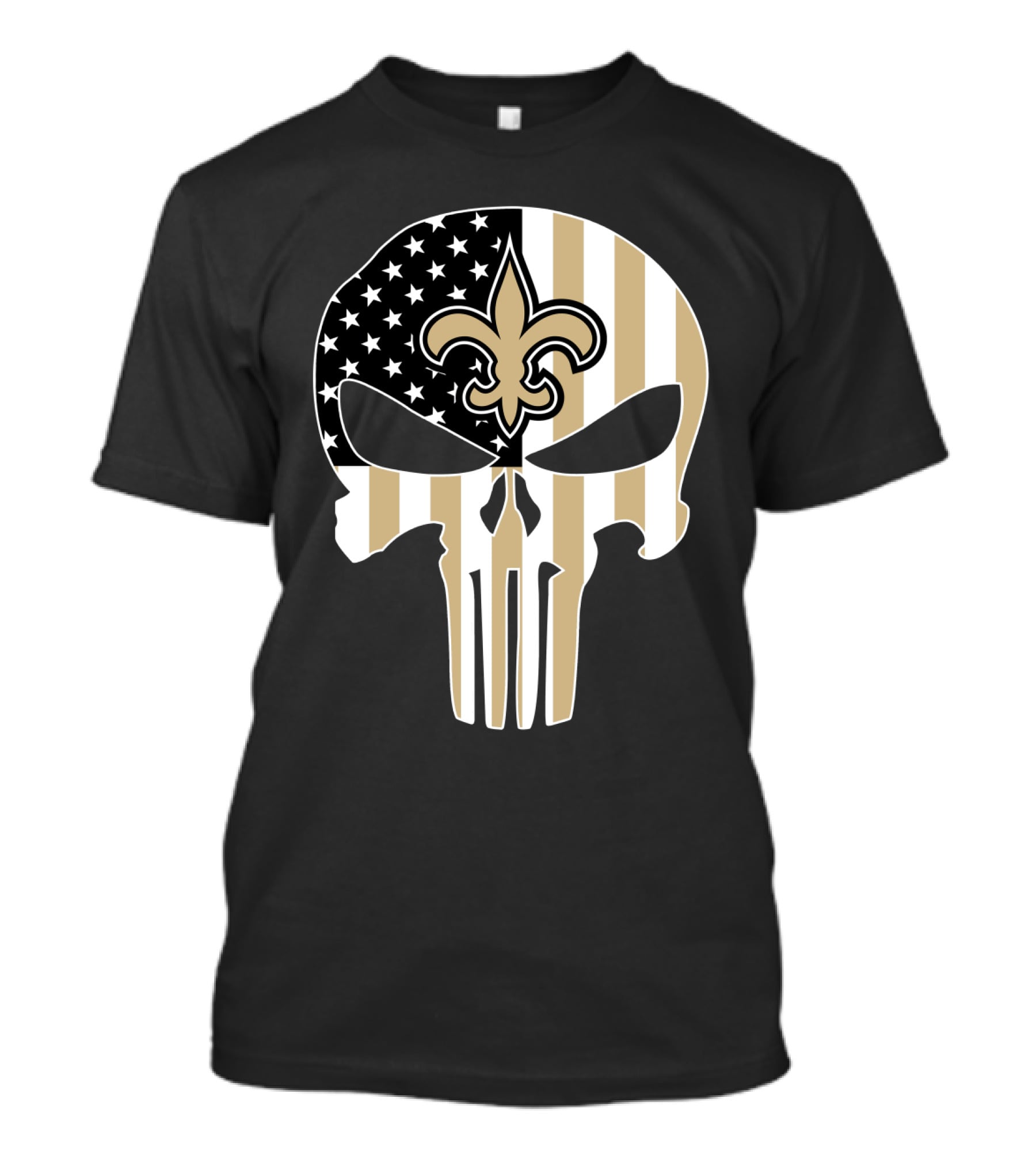 Saints Punisher Skull American Flag Fleur-De-Lis T-Shirt