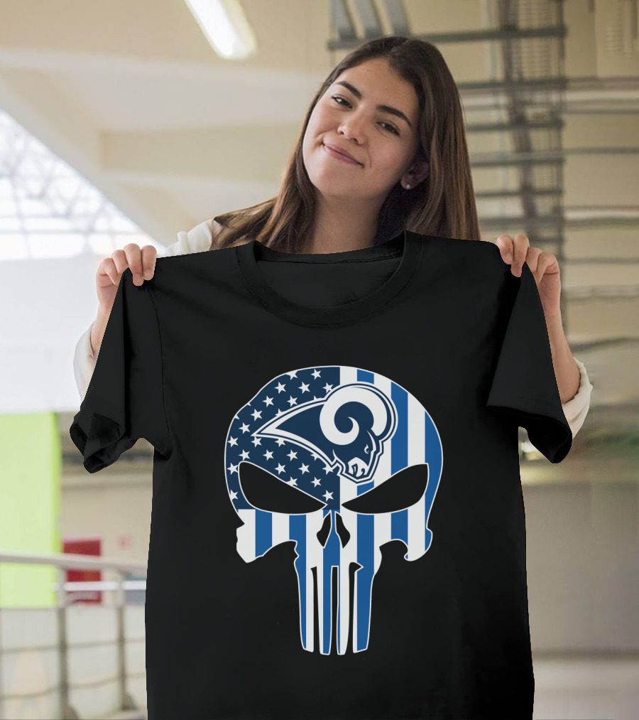 Rams Skull American Flag Punisher T-Shirt