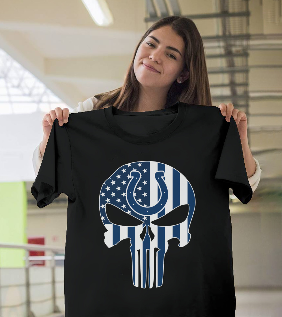 Colts Skull American Flag Punisher T-Shirt