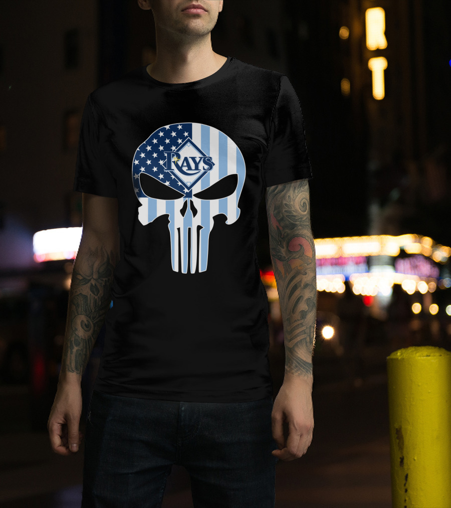 Rays Skull With American Flag T-Shirt