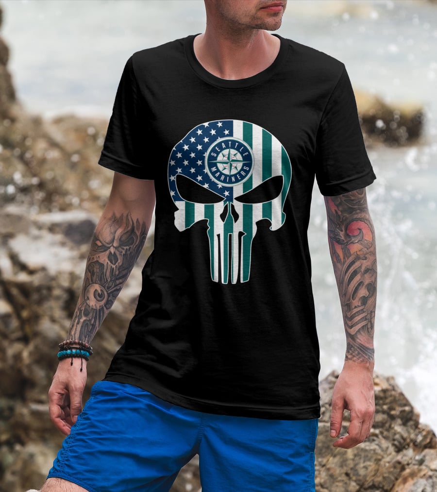 Seattle Mariners Skull Stars Stripes T-Shirt