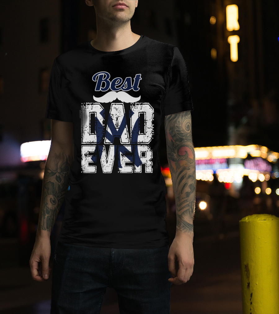 Best Dad Ever Yankees Logo Moustache T-Shirt