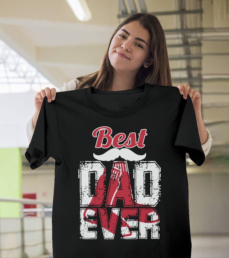 Best Dad Ever Red Sox Logo Moustache T-Shirt