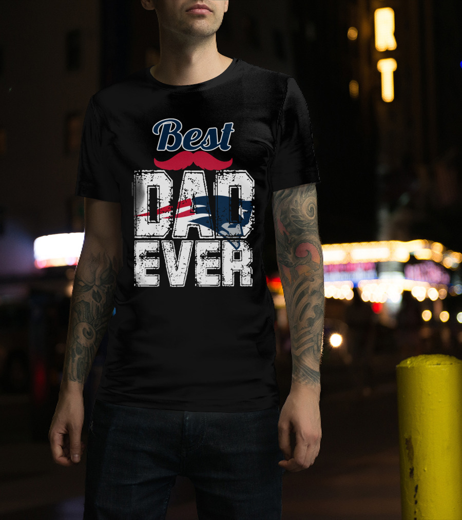 Best Dad Ever Patriots Logo Moustache T-Shirt