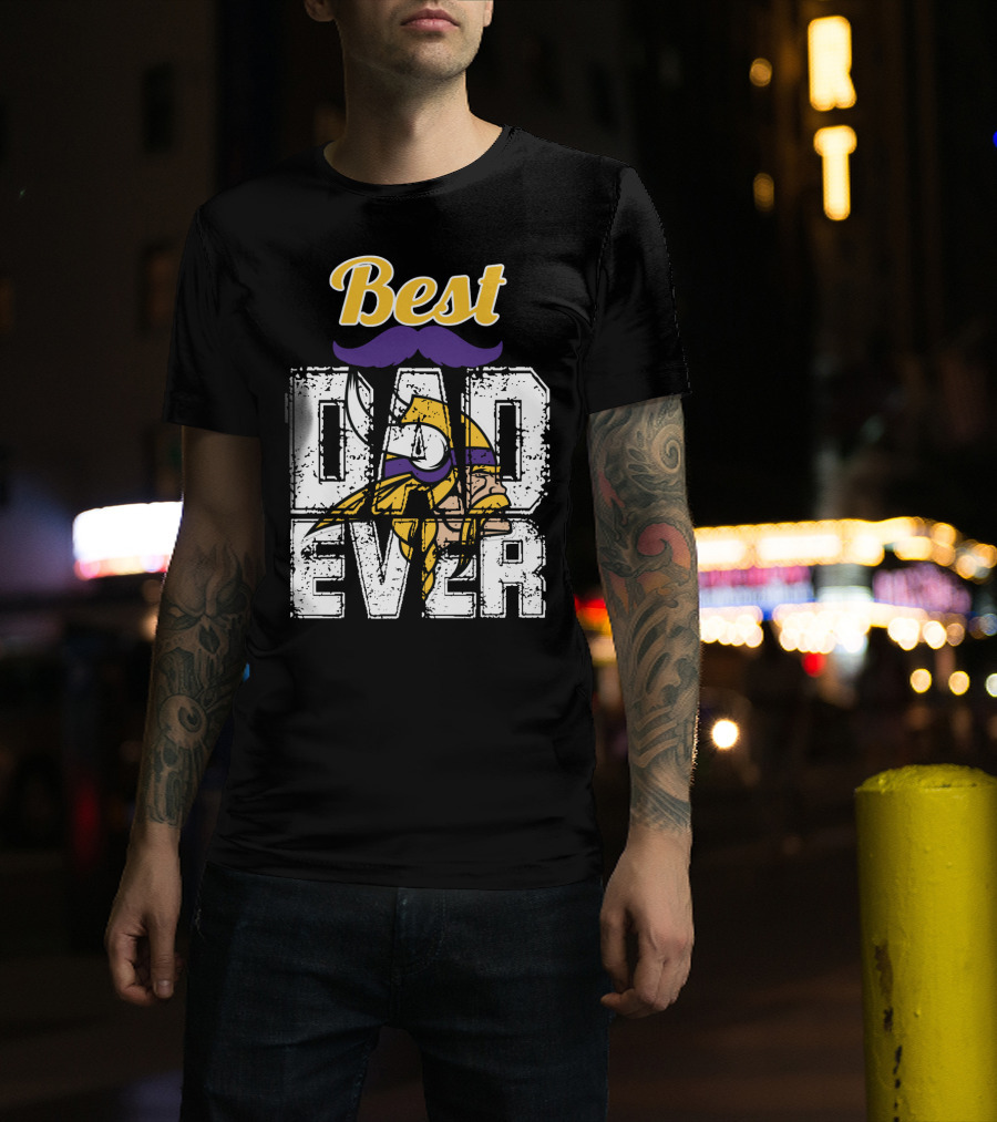 Best Dad Ever Viking Helmet Mustache T-Shirt