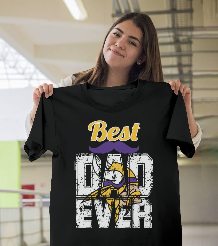 Best Dad Ever Viking Helmet Mustache T-Shirt