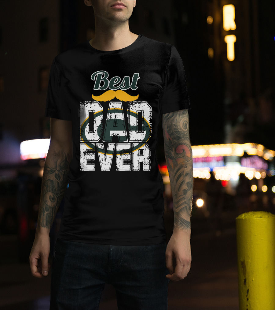 Best Dad Ever Packers Fan Mustache T-Shirt
