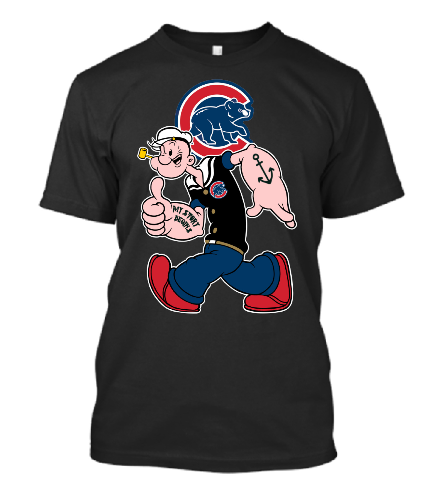 Chicago Cubs Popeye Cartoon Crossover T-Shirt