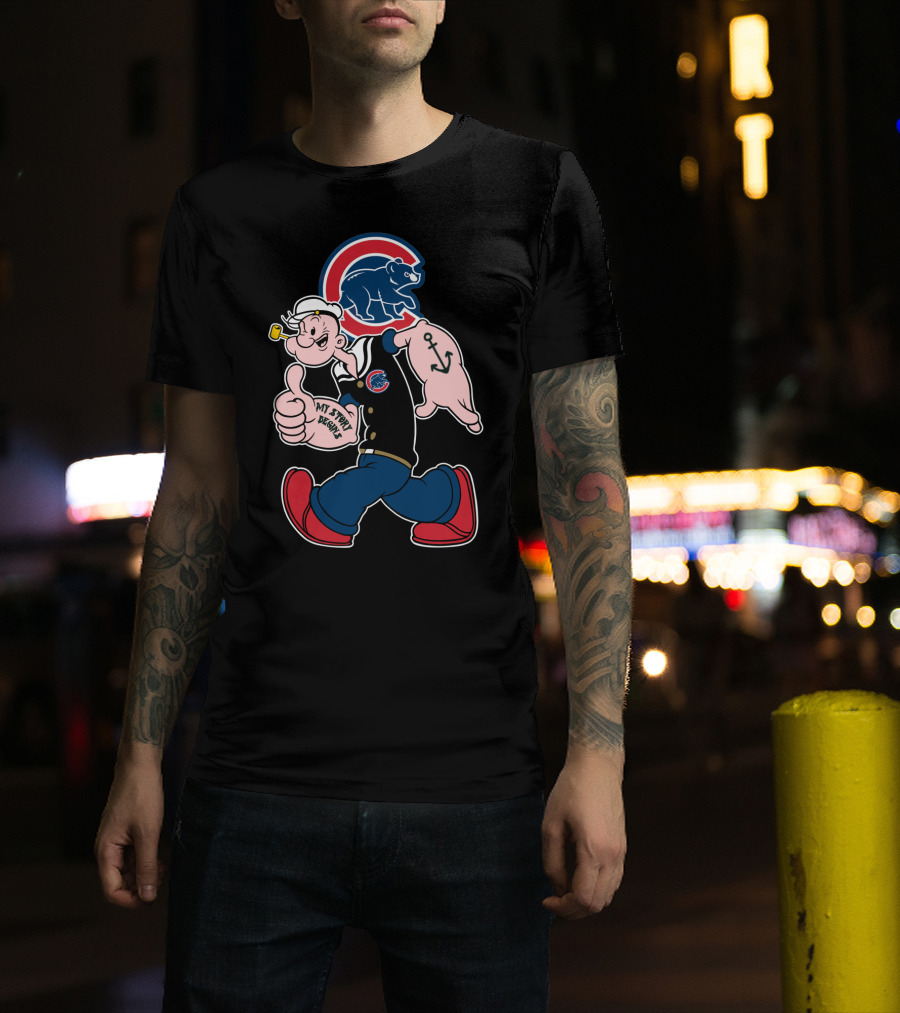 Chicago Cubs Popeye Cartoon Crossover T-Shirt