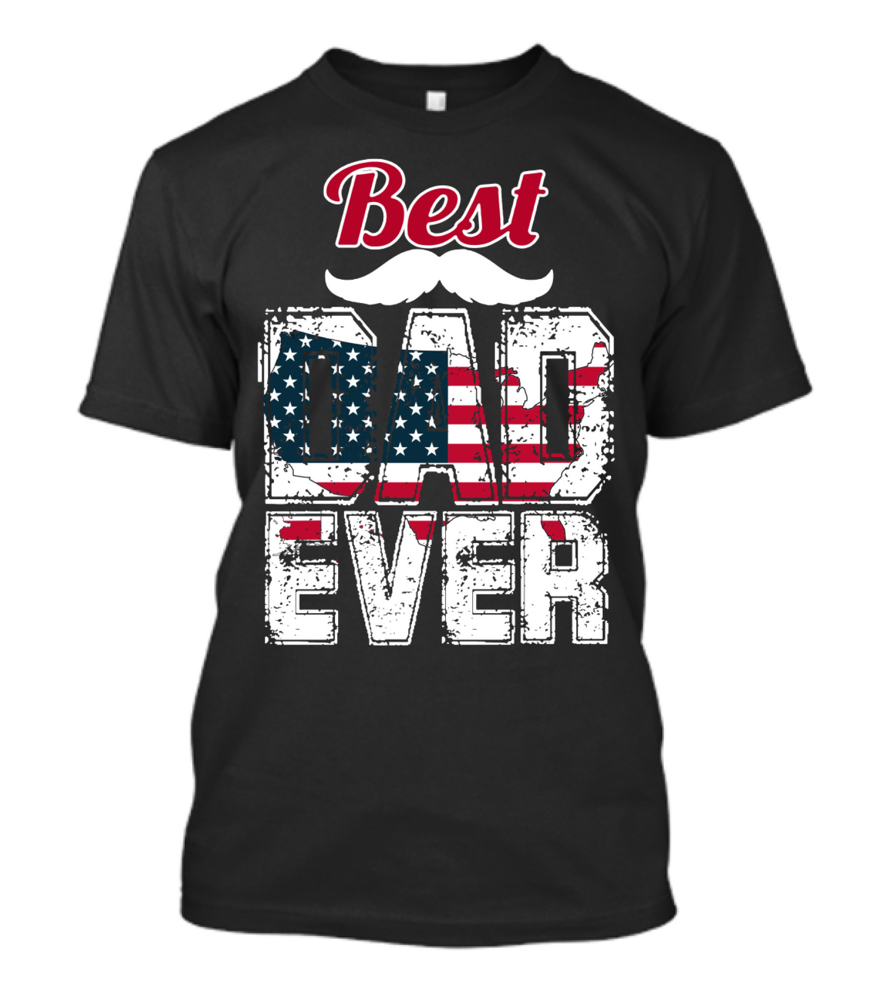 Best Dad Ever American Flag Mustache T-Shirt