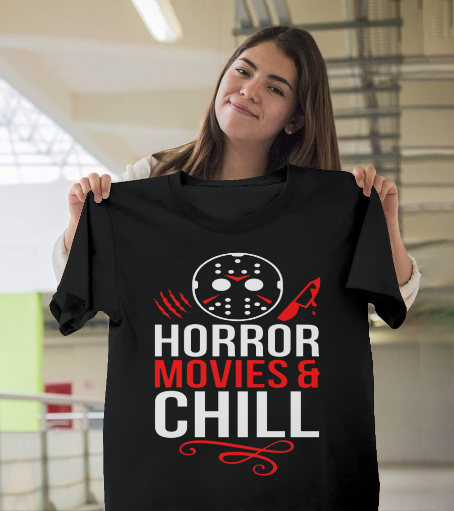 Horror Movies And Chill Hockey Mask Knife Relaxation T-Shirt