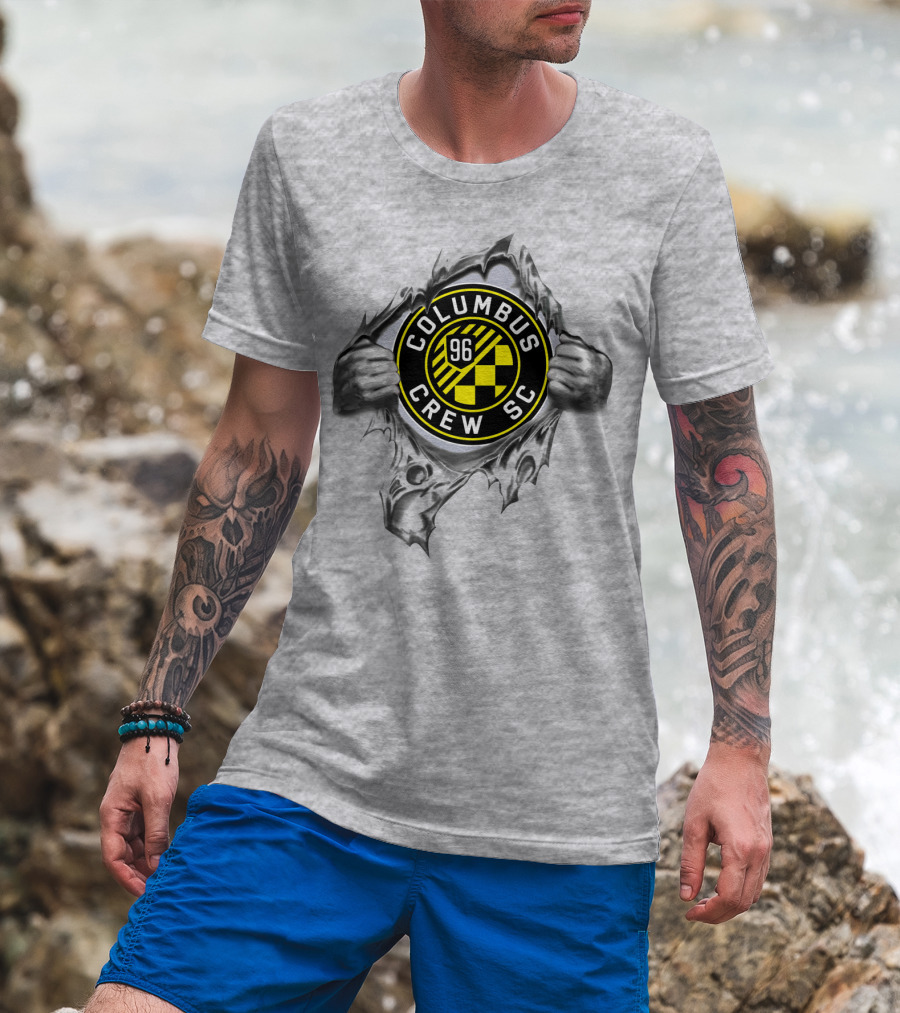 Columbus Crew Sc 96 Soccer Logo Through Metal Rip T-Shirt