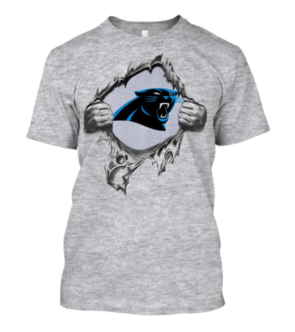Carolina Panthers Logo Peeking Through Torn Fabric T-Shirt