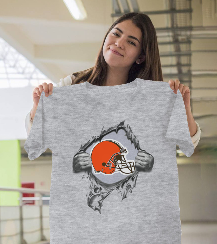 Cleveland Browns Helmet Burst Through T-Shirt