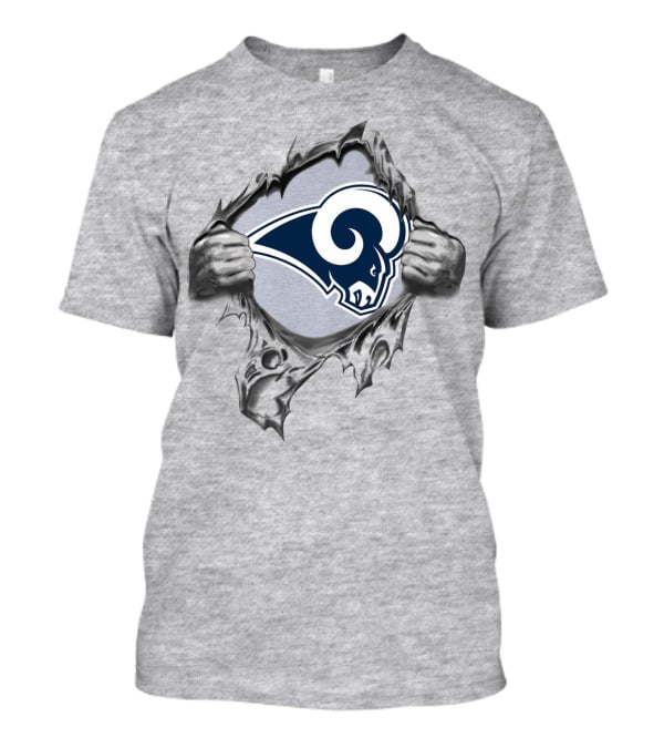 Los Angeles Rams Logo Breaking Through Silver T-Shirt
