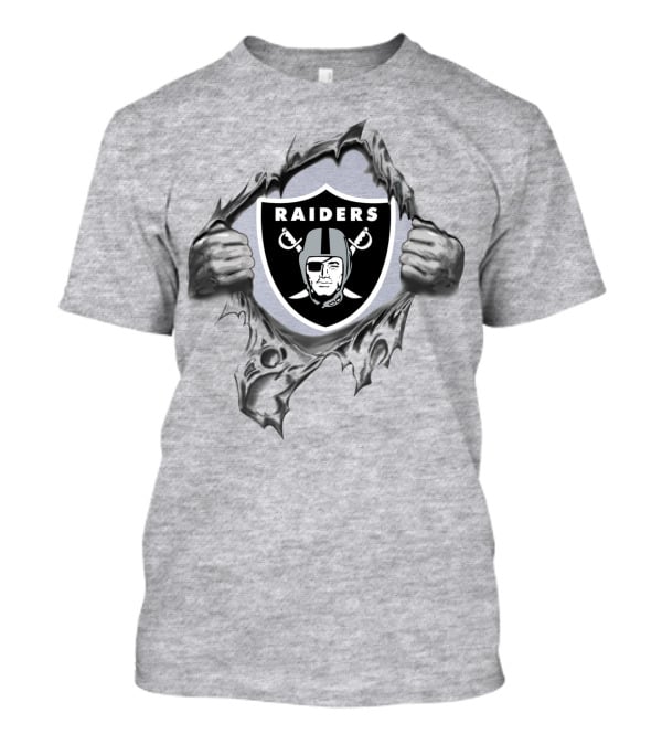 Oakland Raiders Shield With Ripped Effect And Hands T-Shirt