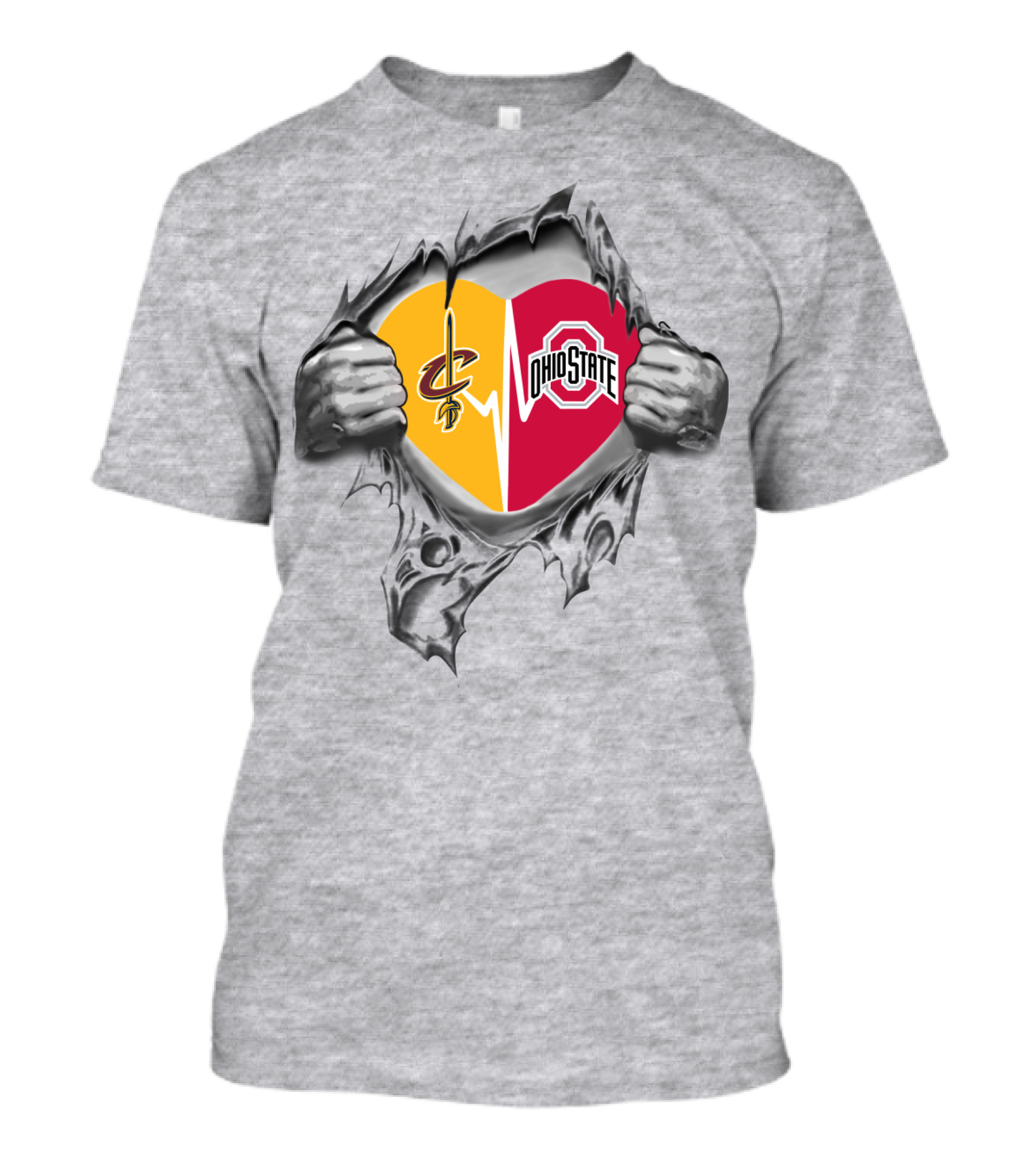 Cleveland Cavaliers Ohio State Buckeyes Heart Logo Combination T-Shirt