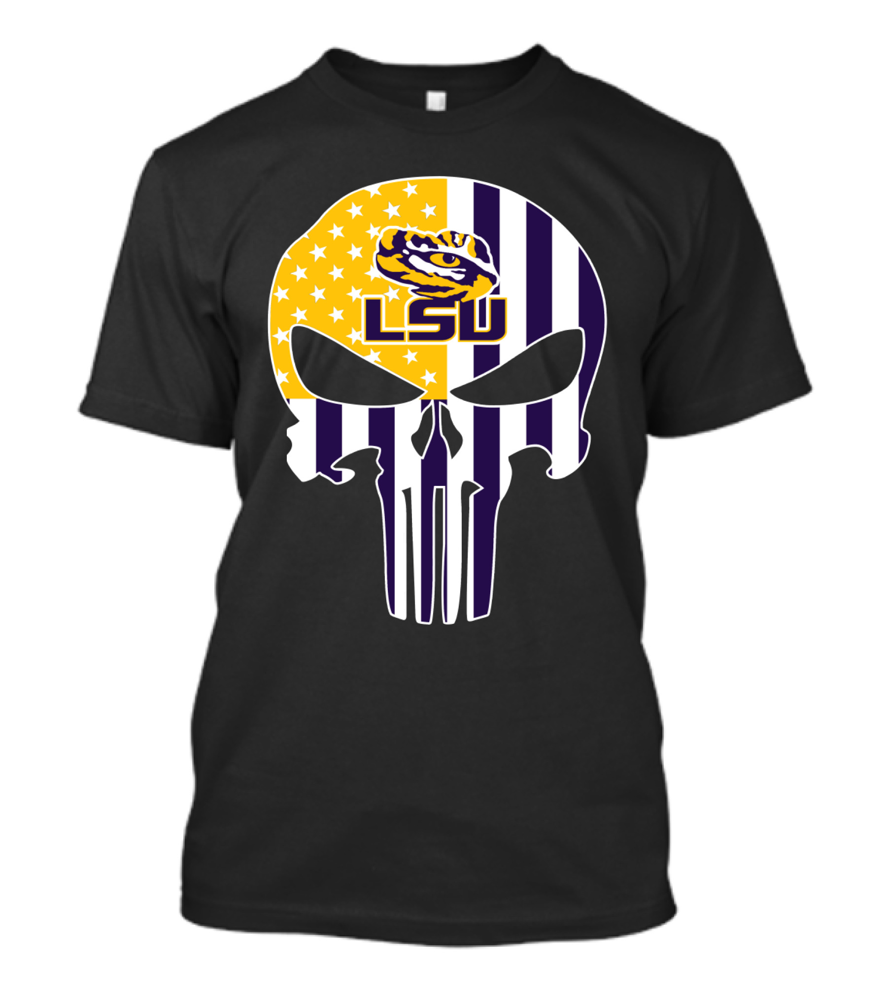 Lsu Tigers Skull With Stars And Stripes T-Shirt