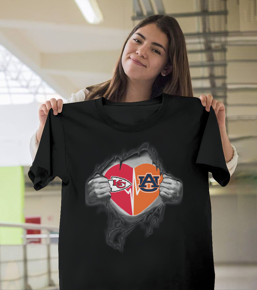 Kansas City Chiefs Auburn University Heartbeat T-Shirt
