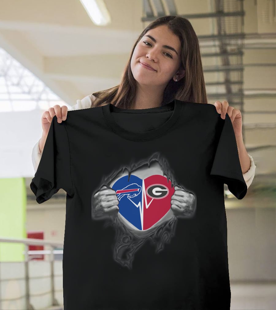 Buffalo Bills Georgia Bulldogs Heart T-Shirt