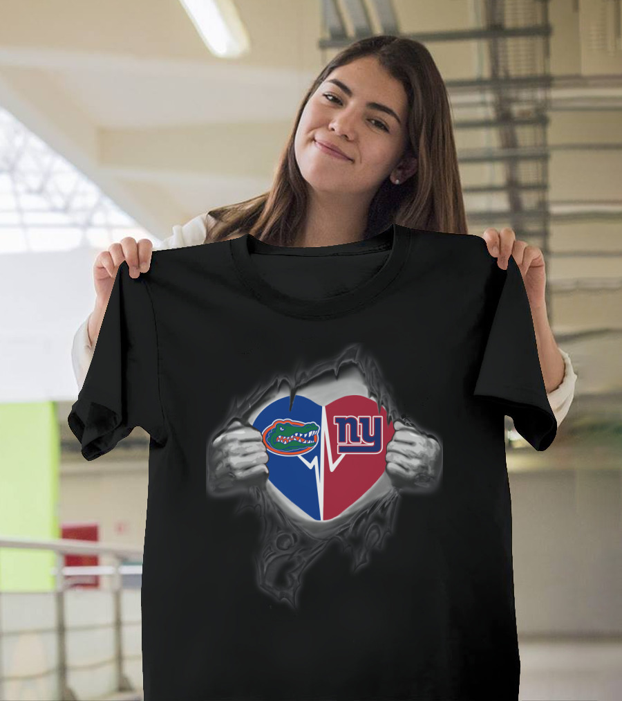 Florida Gators And New York Giants Heart T-Shirt