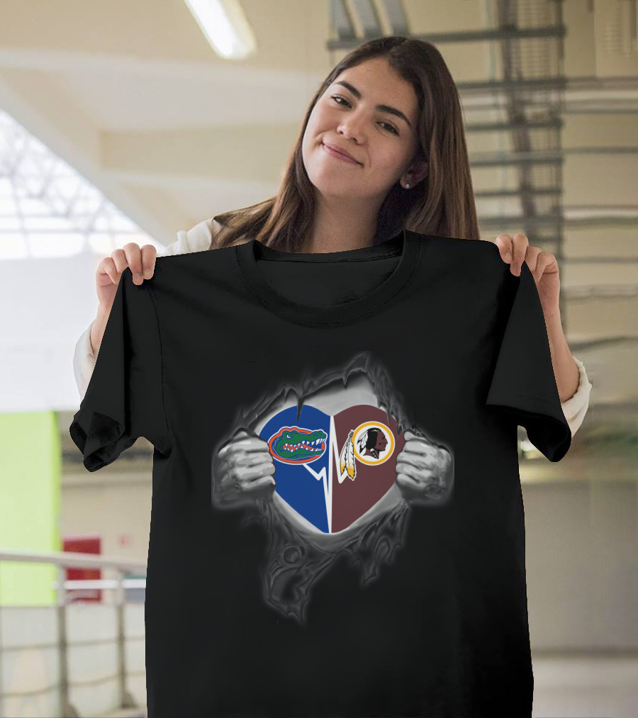 Florida Gators Washington Redskins Heart Logo Illustrations T-Shirt