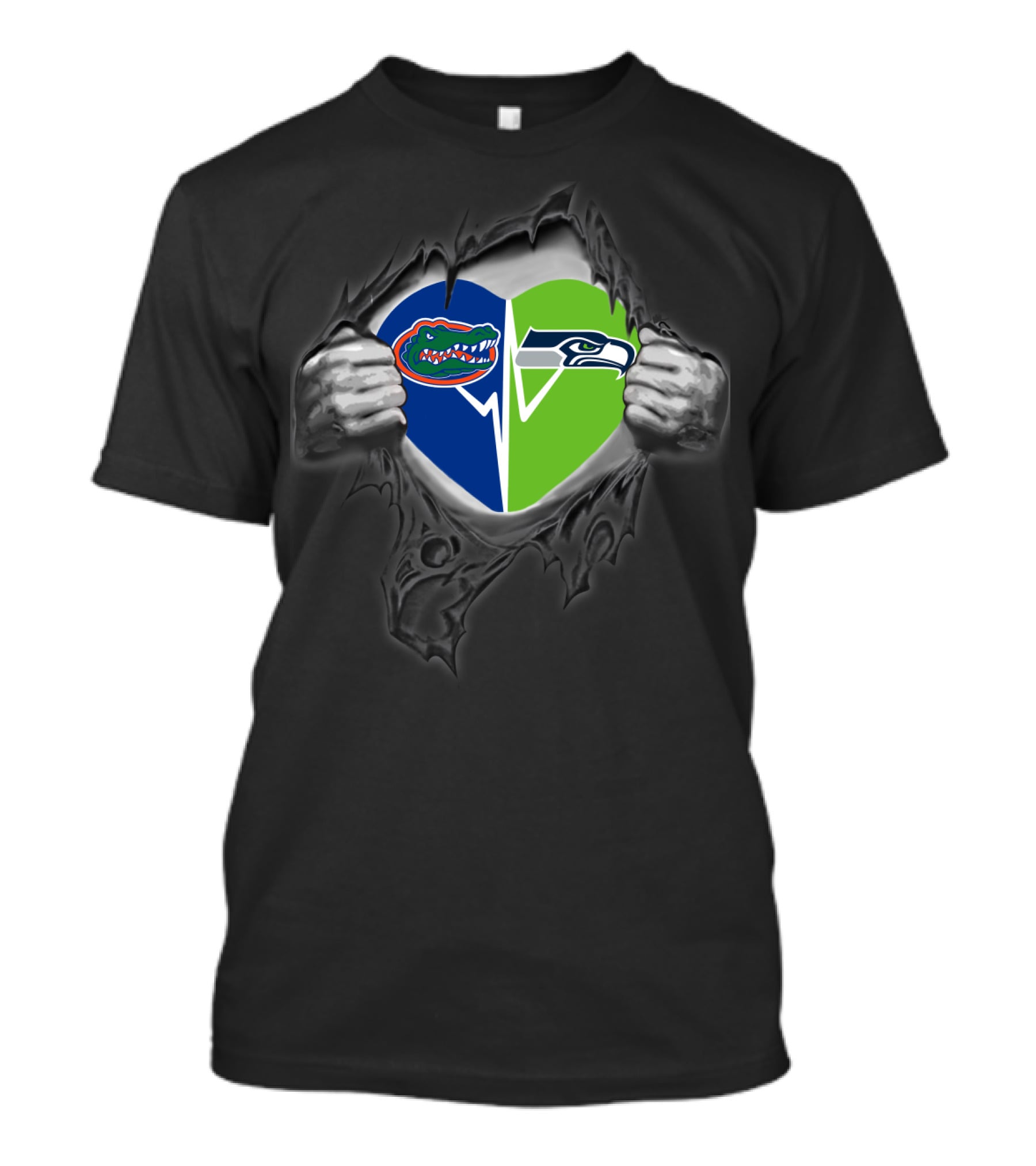Seahawks Gators Heart Logo Fusion T-Shirt