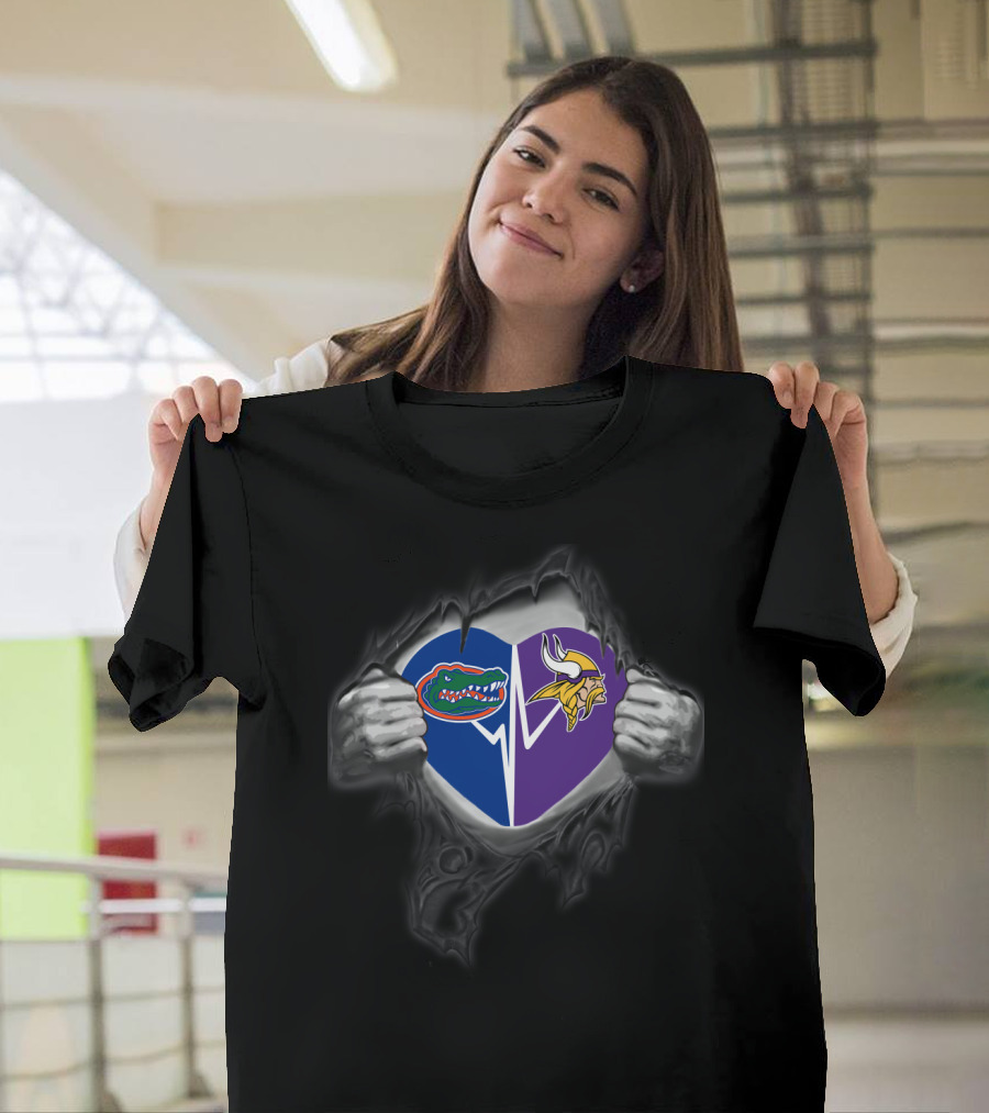 Minnesota Vikings Florida Gators Torn Heart T-Shirt