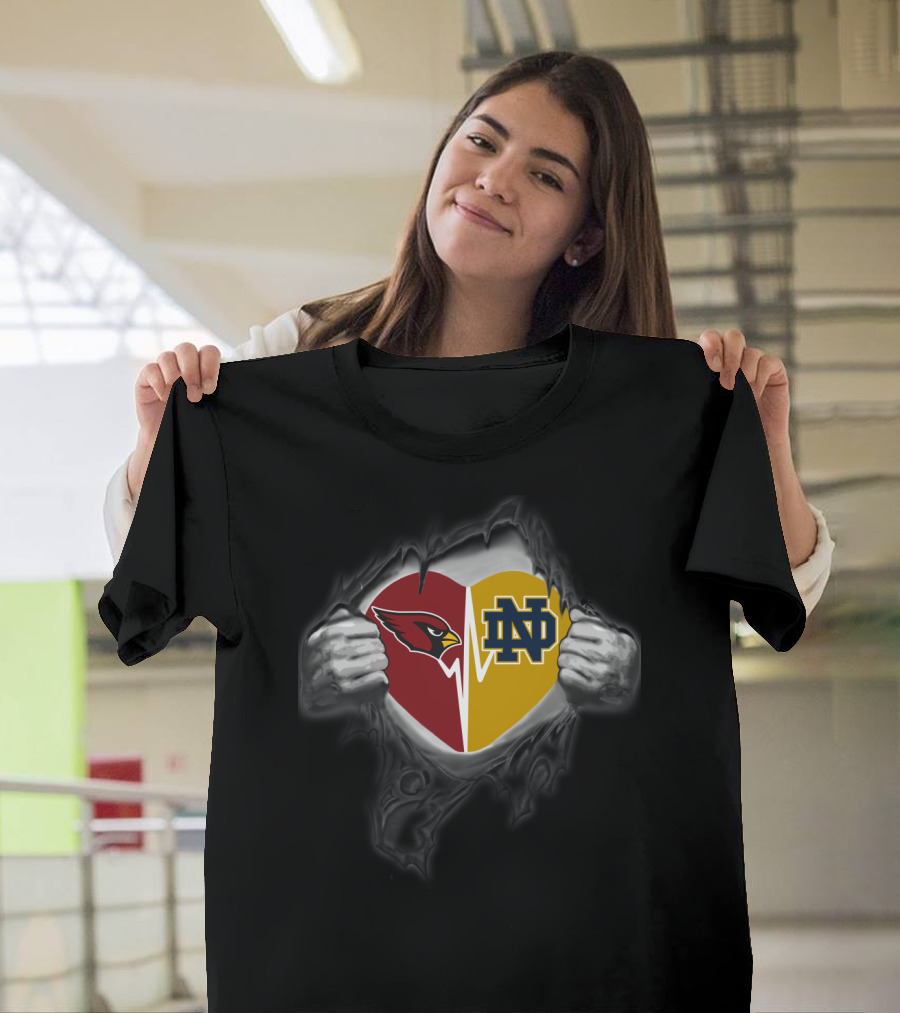 Cardinals Notre Dame Heart Logo Fusion T-Shirt