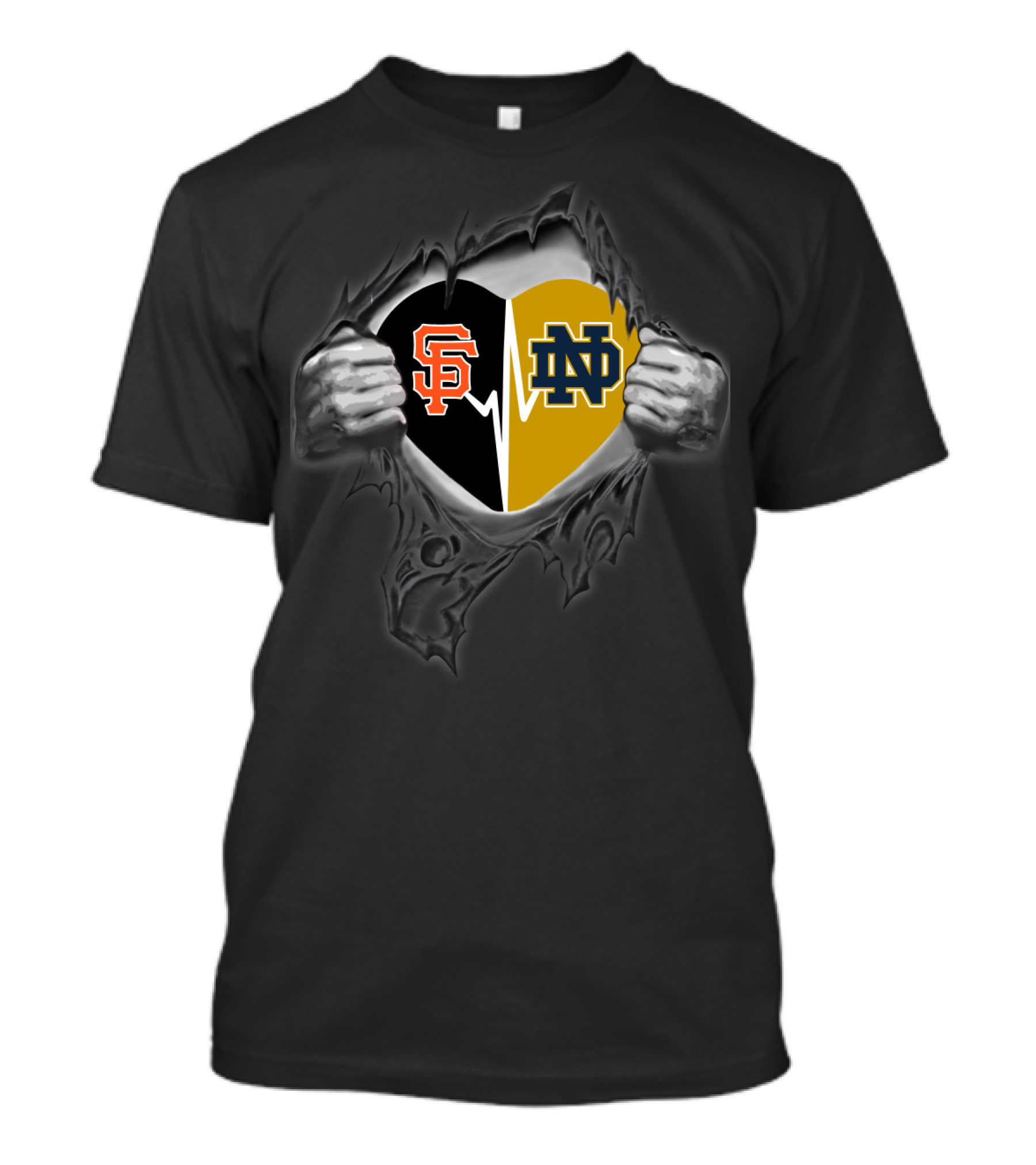San Francisco Giants Notre Dame Fighting Irish Heart T-Shirt