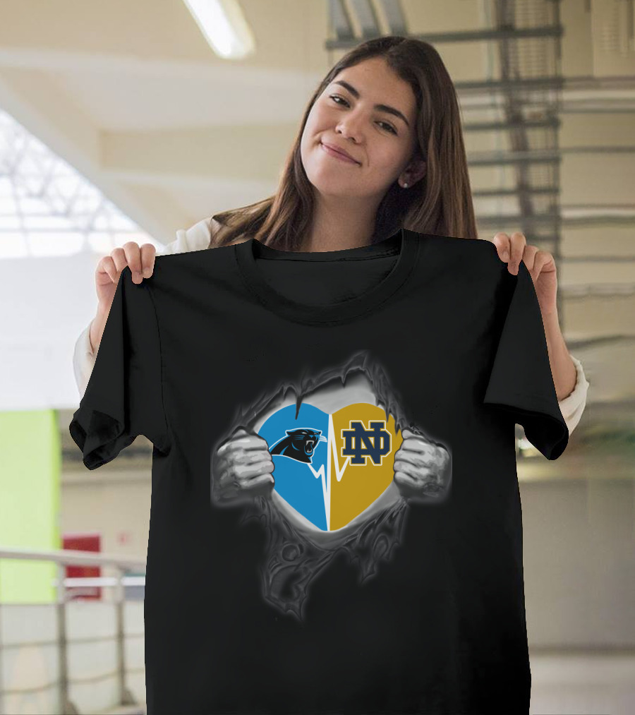 Panthers Nd Heart Inside Steel Rip T-Shirt